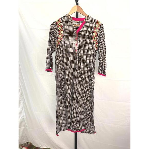 Tops - Neerus Women's Printed Kurta with Embroidered Detailing